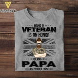 Personalized Being A British Veteran Is An Honor Being A Papa Is Priceless Tshirt Printed QTVQ2207