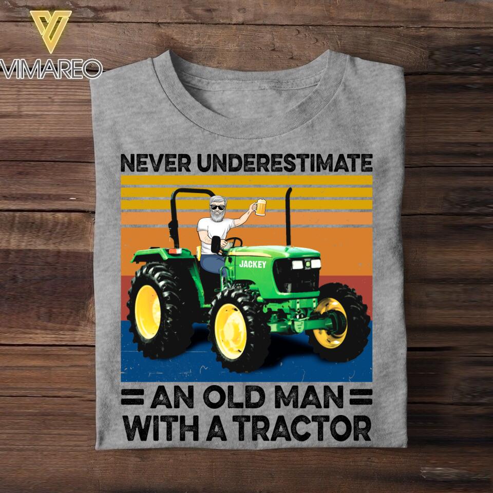 Personalized Never Underestimate An Old Man With A Tractor Tshirt Printed 22JUY-DT22
