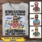 Personalized Retired Electrician Tshirt Printed 22JUY-MA25