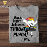 Personalized Unicorn Rock Paper Scissors Throat Punch I Win Tshirt Printed 22JUY-DT26