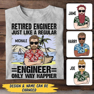 Personalized Retired Engineer Tshirt Printed 22JUY-MA25