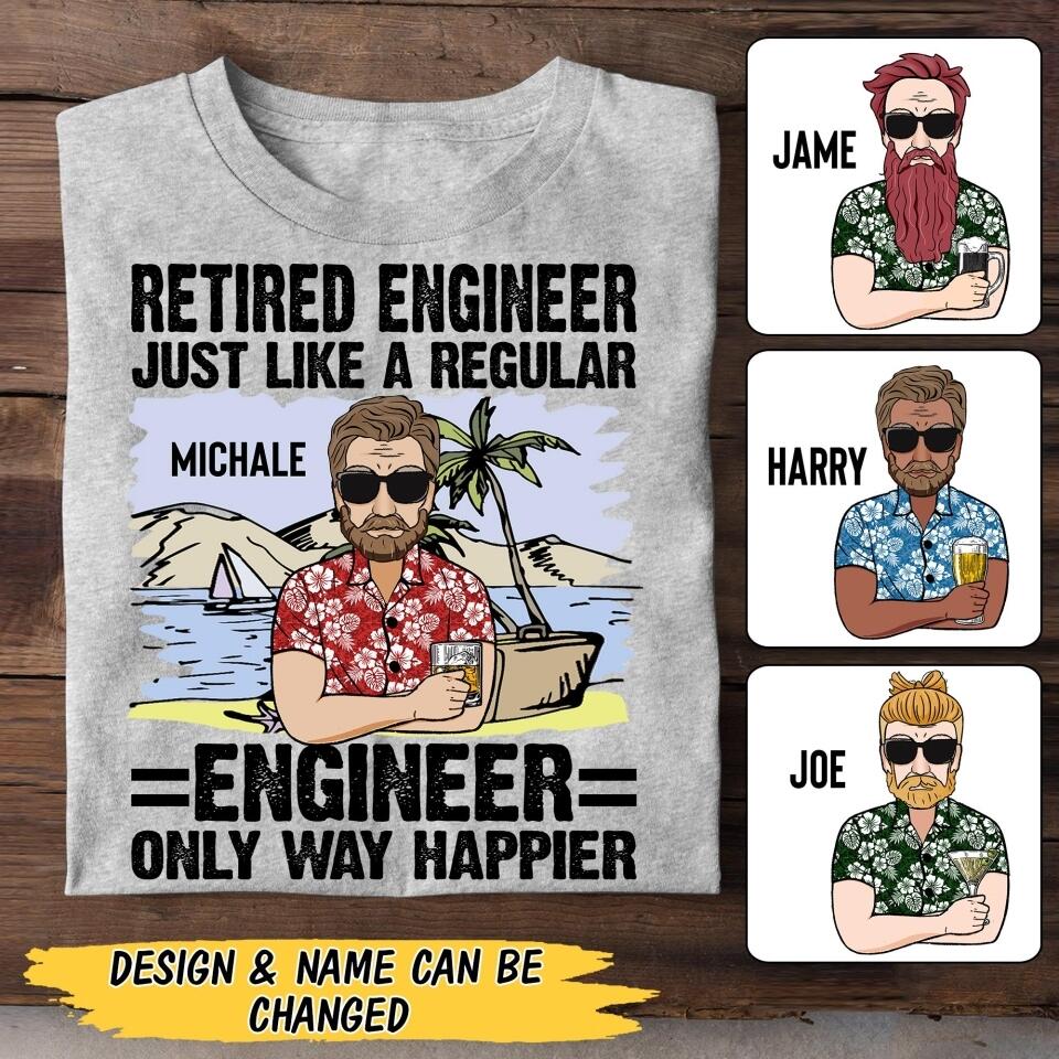 Personalized Retired Engineer Tshirt Printed 22JUY-MA25
