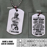 Personalized British Veterans/Soldier Necklaces Printed 22JUY-DT28
