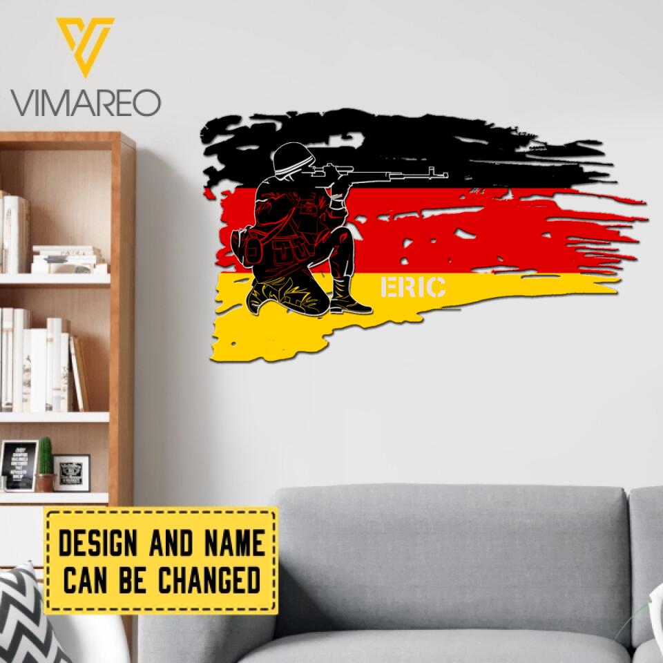 Personalized German Soldier Cut Metal Sign AUG-LN11