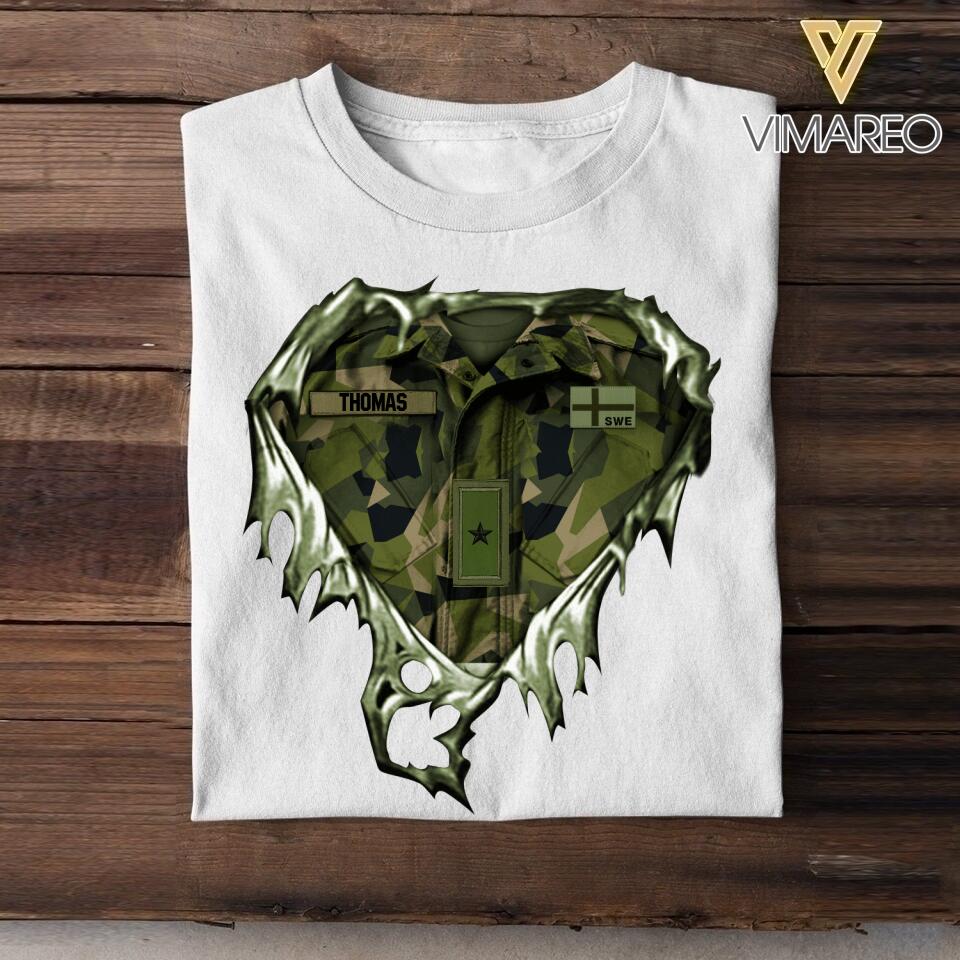 Personalized Swedish Veteran/Soldier Tshirt Printed 22AUG-DT10