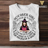 Personalized October Girl The Soul Of A Witch The Fire Of Lioness The Heart Of Hippie Tshirt Printed QTDT1508