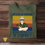 Personalized This My Level of Sarcasm Depends on your Level of Stupidity Swedish Veteran/Soldier Tshirt Printed 22AUG-HY18