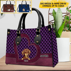 Personalized Heart Dog Lover Custom Leather Bag Printed NQDT3108