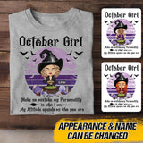 Personalized Witch October Girl Makes No Mistake Halloween Tshirt Printed QTVQ0609