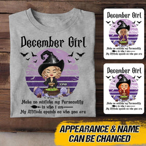 Personalized Witch December Girl Makes No Mistake Halloween Tshirt Printed QTVQ0609