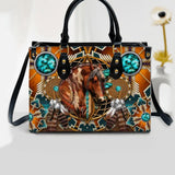 Personalized Aboriginal Culture Horse Custom Sparkling Leather Bag Printed NQDT0609