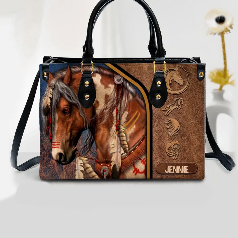 Personalized Aboriginal Culture Horse Custom Leather Bag Printed NQVQ0709