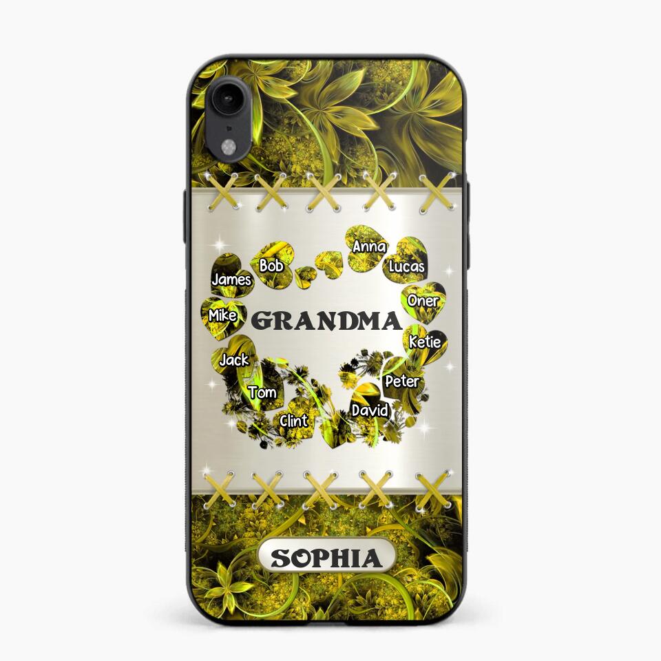 Personalized Grandma Kid Sparkling Heart Phone Case Printed 22SEP-DT07