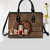 Personalized I Run On Caffeine, Dog Hair And Cuss Words Leather Bag Printed NQDT0709