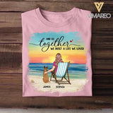 Personalized Back View Woman Sitting Beach Landscape And Dogs Tshirt Printed 22SEP-HY09