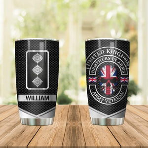 Personalized United Kingdom Brothers In Arms UK Solider/ Veteran Tumbler Printed QTDT1409