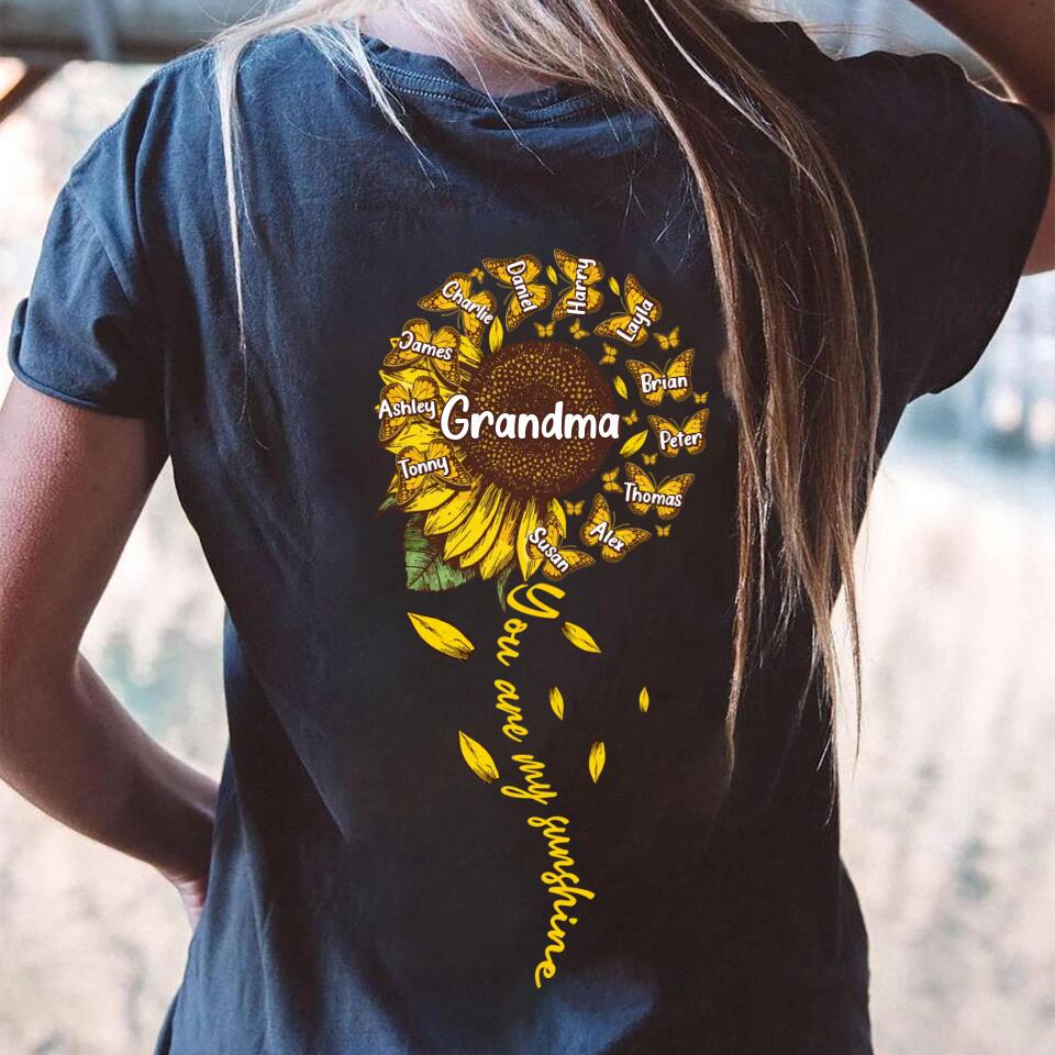 Personalized You're My Sunshine Sunflower Grandma Kid Name Tshirt Printed QTVQ1509