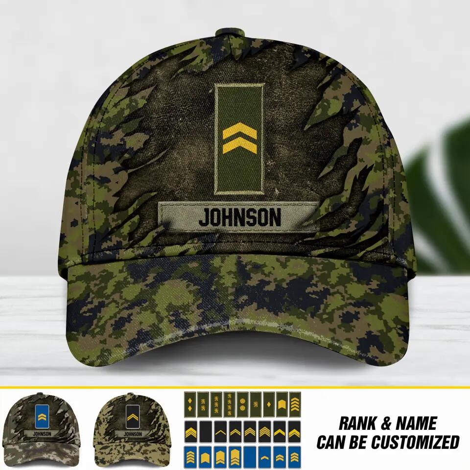 Personalized Finland Veteran/ Solider Camo Rank Peaked Cap 3D Printed QTDT2409