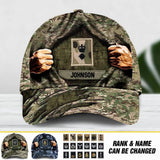 Personalized UK Veteran/ Solider Camo Rank Hand Peaked Cap 3D Printed QTDT2409