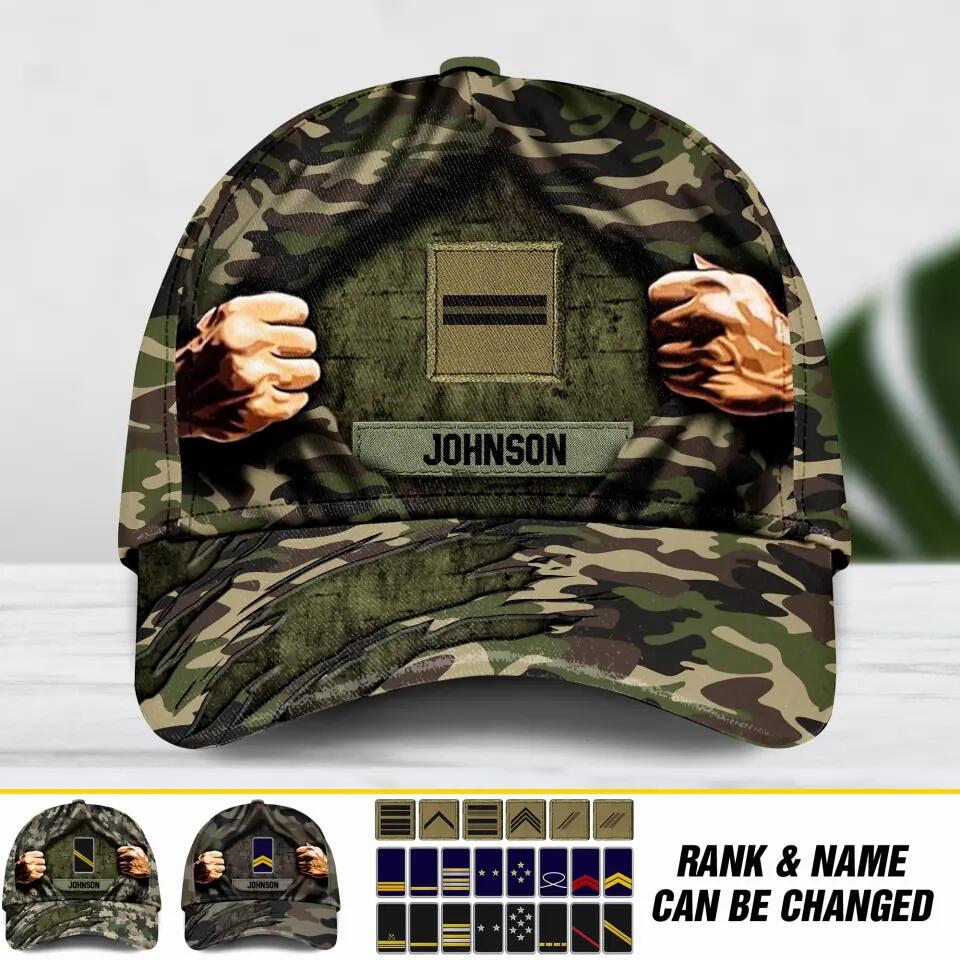 Personalized French Veteran/ Solider Camo Rank  Hand Peaked Cap 3D Printed QTDT2409