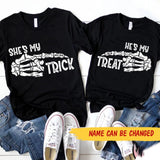Personalized She's My Trick He's My Treat Halloween Couple Tshirt Printed QTMA0510