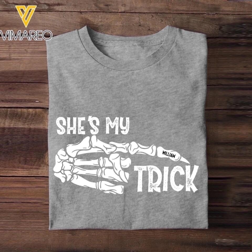 Personalized She's My Trick He's My Treat Halloween Couple Tshirt Printed QTMA0510