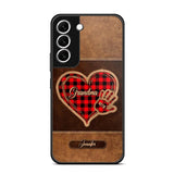 Personalized Grandma Kid Name Hand Heart Caro Background Phonecase 3D Printed DMDT1110
