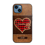 Personalized Grandma Kid Name Hand Heart Caro Background Phonecase 3D Printed DMDT1110