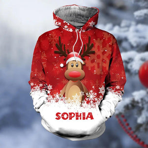 Personalized Reindeer Christmas Hoodie/Sweatshirt 3D Printed QTHQ1710