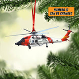 Personalized US Coast Guard Helicopter Christmas Acrylic/Plastic Ornament Printed 22OCT-HY24
