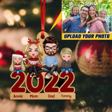Personalized Your  Image Family 2022 Christmas Custom Chibi Family Wood Ornament Printed 22NOV-HQ02