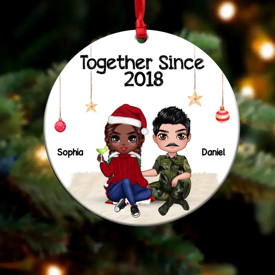 Personalized Together Since Swedish Solider/ Veteran Couple Christmas Acrylic/Plastic Ornament Printed 22NOV-DT03