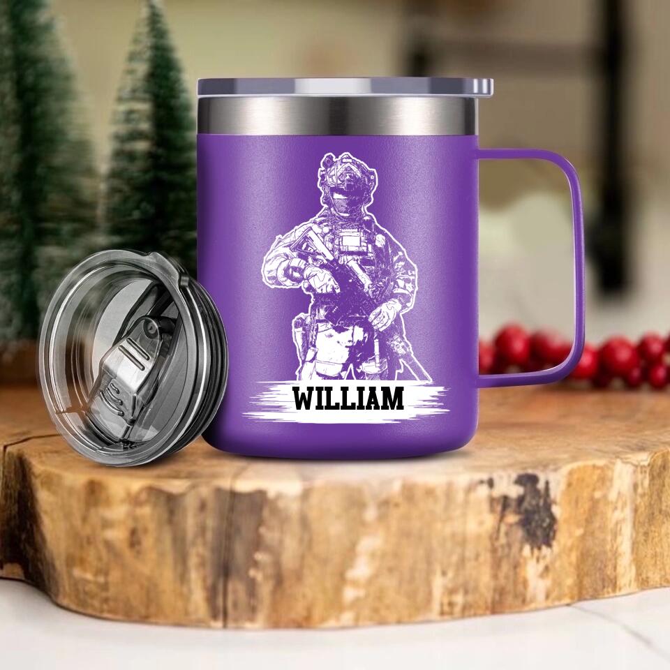 Personalized Canadian Veteran/Soldier Laser Handle Cup Printed 22NOV-HQ07