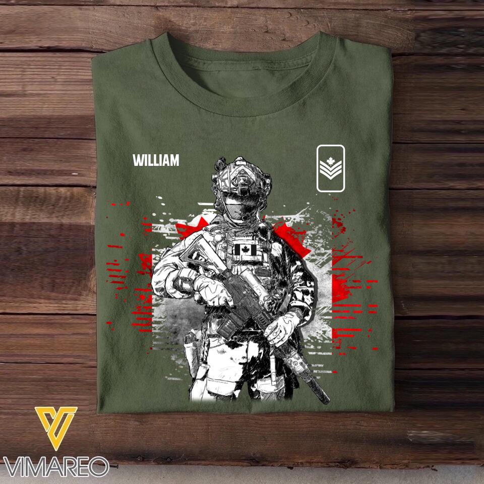 Personalized Canadian Solider/ Veteran Rank Flag Tshirt Printed 22NOV-DT14