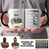 Personalized Canadian Veteran Nutrition Facts Printed Accent Mug 22NOV-DT17