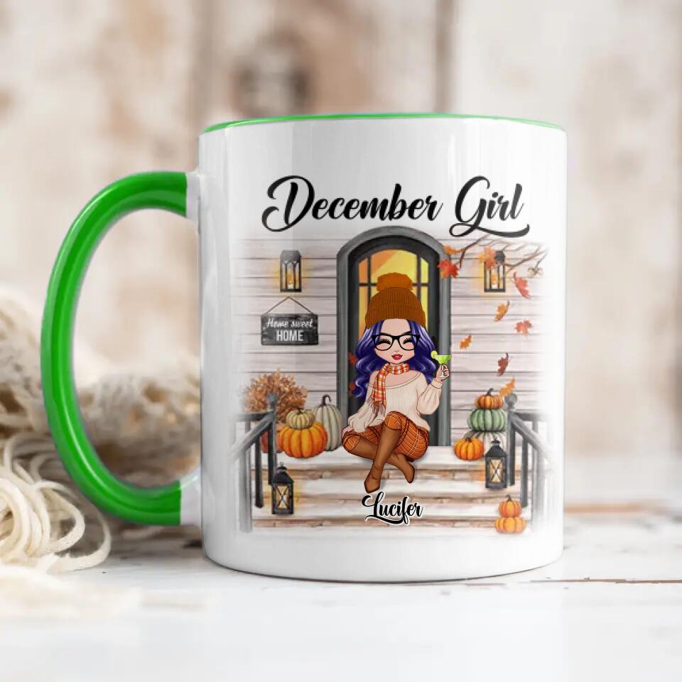 Personalized I'm December Girl Autumn Printed Accent Mug 22NOV-DT18