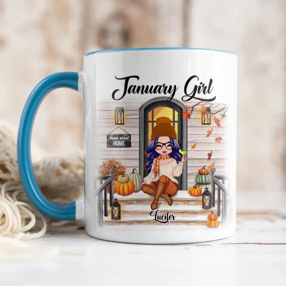 Personalized I'm January Girl Autumn Printed Accent Mug 22NOV-DT18