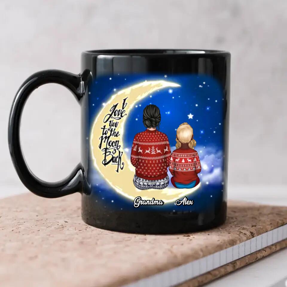 Personalized I Love You To The Moon And Back Grandma With Kid  Black Mug Printed 22NOV-DT21