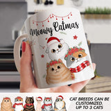 Personalized Meowy Catmas Cute Peeking Fluffy Cat Christmas Mug Printed 22NOV-DT22