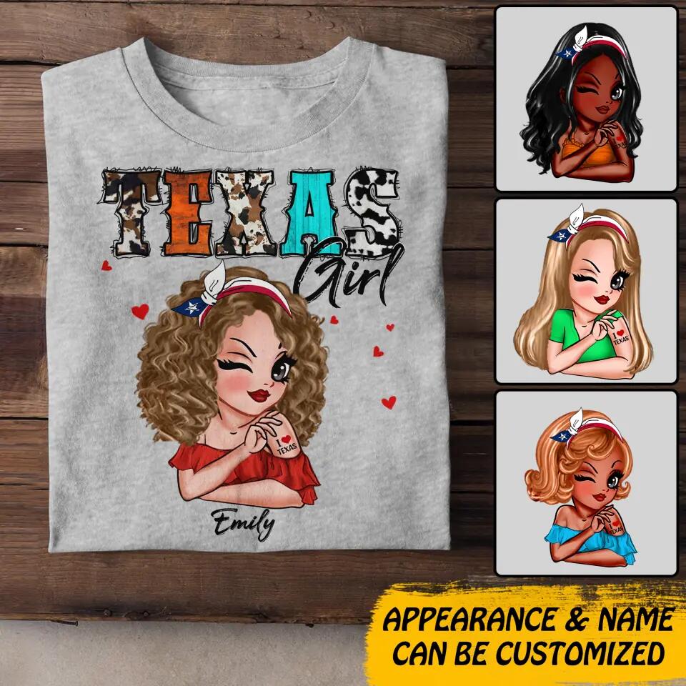Personalized Texas Girl I Love Texas 3D Printed Tshirt QTDT0112