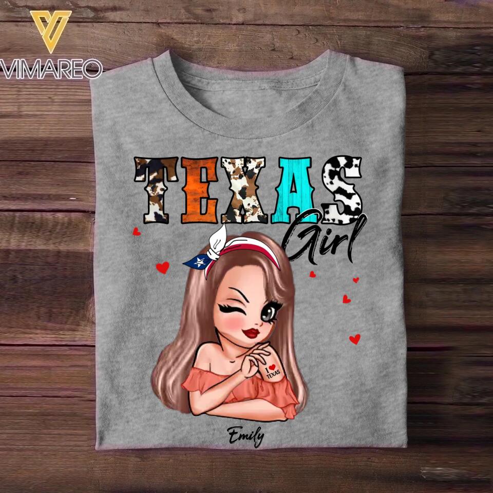 Personalized Texas Girl I Love Texas 3D Printed Tshirt QTDT0112