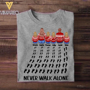 Personalized Never Walk Alone Family Kid Footprint Christmas 3D Printed Tshirt 22DEC-HQ01