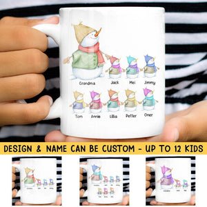Personalized Snowman Grandma & Kid Christmas Mug Printed 22DEC-HQ05
