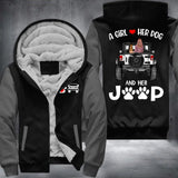 Personalized A Girl Love Dog And Jeep Printed Fleece Hoodie HQPN0712