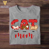 Personalized Cat Mom With Walking Cats Tshirt Printed 22DEC-DT09