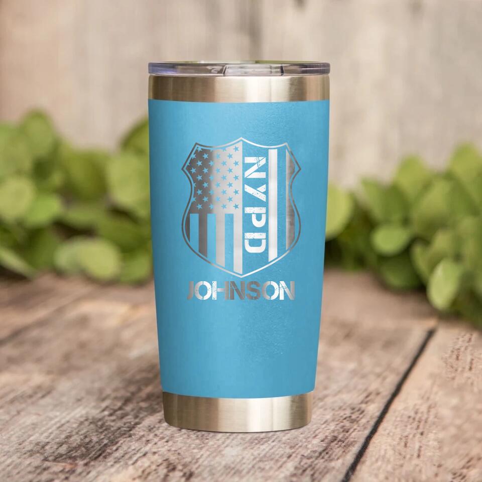 Personalized New York Police With Name Laser Tumbler Printed QTDT1212