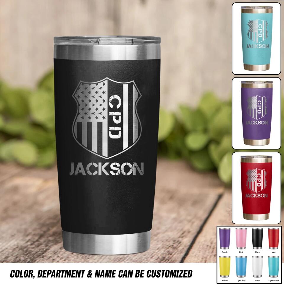 Personalized Chicago Police With Name Laser Tumbler Printed QTDT1212