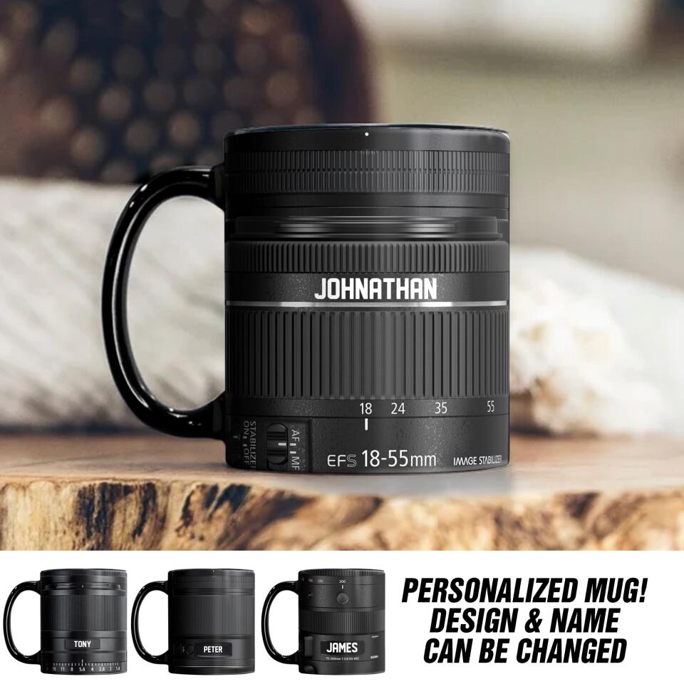 Personalized Lens & Name Black Mug Printed QTDT1612