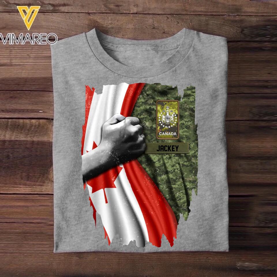 Personalized Canadian Soldier/ Veteran Flag Rank Camo Tshirt Printed 22DEC-HQ24