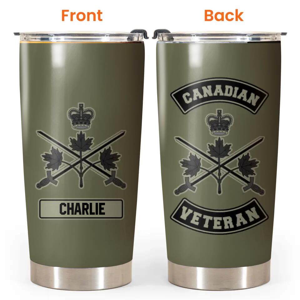Personalized Canadian Soldier/ Veteran With Logo And Name Tumbler Printed 22DEC-HY26
